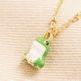 Stainless Steel Green Enamel Frog Pendant Necklace In Gold Plating, thumbnail 1 of 3