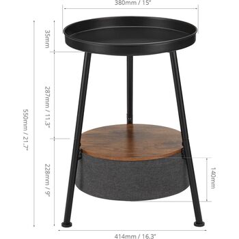 Small Two Tier Side Table With Storage Round End Table, 8 of 8