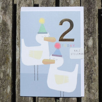 Gold Foiled Ducklings 2nd Birthday Card, 3 of 5