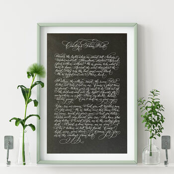 Favourite Song Lyrics Or Poem In Calligraphy Unframed, 5 of 7