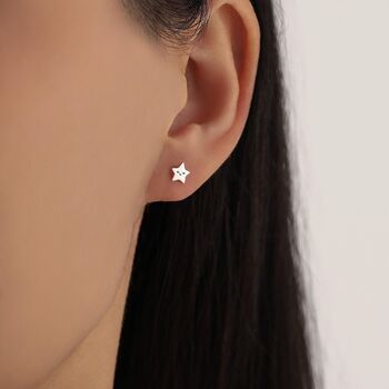 Sterling Silver Sun And Star Stud Earrings 18 G Screw Back With Ball Backs, 7 of 12