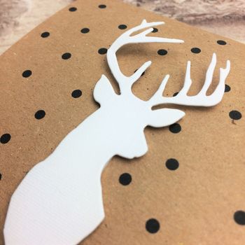 Six Mini 3D Kraft, Black And White Stag Christmas Cards, 4 of 4