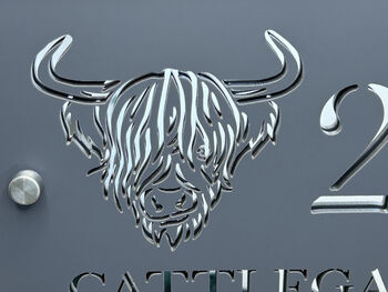 Personalised Highland Coo/Cow Design House Acrylic Number Sign, 4 of 5