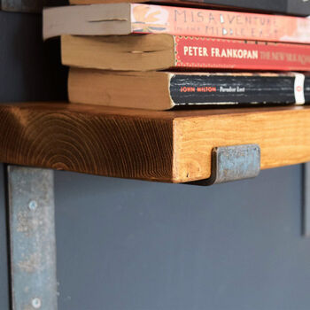 Extra Thick Light Oak Wood Shelf With Steel Brackets, 4 of 4