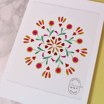Birth Flower Mandala Personalised Print, 4 of 12