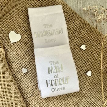 The Bridesmaid Personalised Wedding Socks, 2 of 4