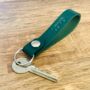 Personalised Racing Green Embossed Leather Keyring, thumbnail 1 of 12