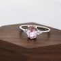 Sterling Silver Genuine Morganite Oval Ring, thumbnail 3 of 12