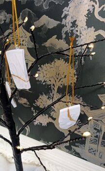 White Kintsugi Christmas Decorations, 9 of 10