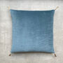 The Velvet And Linen Cushion Petrol Blue, thumbnail 1 of 8