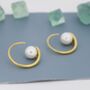 Large Pearl Open Hoop Earrings In Sterling Silver, thumbnail 2 of 11