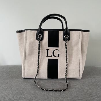 Personalised Stripe Style Chain Large Initial Tote Bags, 6 of 8