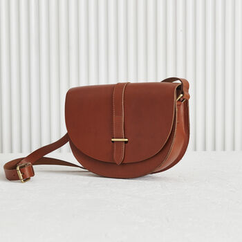 Luxury Leather Saddle Shoulder Bag With Optional Personalisation, 3 of 4