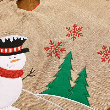Sam The Snowman Fabric Christmas Tree Skirt, 6 of 9