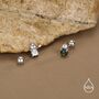 Sterling Silver Moss Agate And Cz Screw Back Stud Earrings With Ball Backs, thumbnail 5 of 12