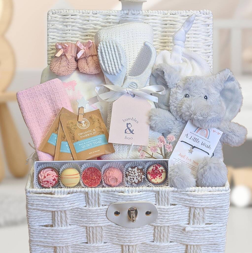 New Mum And Baby Girl Gift Hamper With Elephant