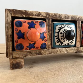 Mini Wooden Three Drawer Ceramic Chest Trinket Box, 7 of 10