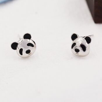 Sterling Silver Cute Panda Stud Earrings, 7 of 12