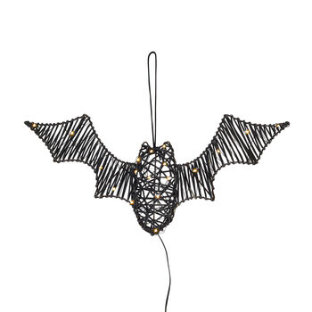 Light Up LED Black Rattan Bat Halloween Decoration, 3 of 5