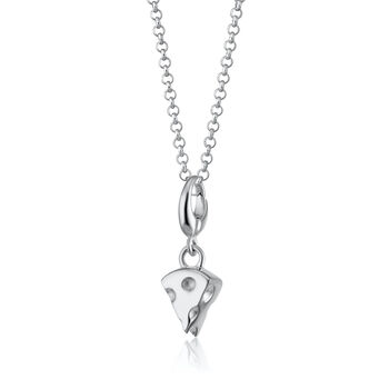 Sterling Silver Cheese Slice Charm Necklace, 2 of 5