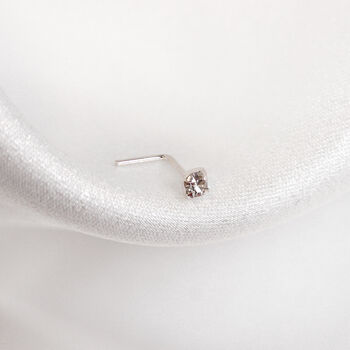 Sterling Silver Clear Crystal 2mm Nose Stud, 2 of 4