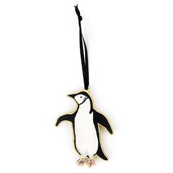 Chinstrap Penguin Wooden Hanging Decoration, 7 of 10