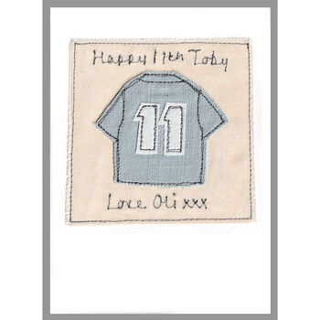 Personalised Football Shirt Birthday Card For Boy, Any Age, 8 of 12