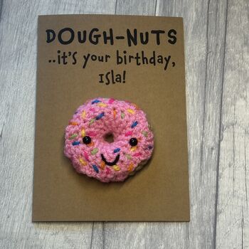 Personalised Doughnuts Donut Crochet Birthday Card Handmade, 10 of 10