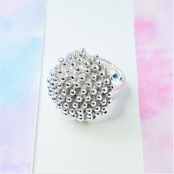 Chunky Sterling Silver Abstract Mushroom Ball Ring, 4 of 10