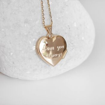 9ct Yellow Gold Love You Always Heart Locket, 3 of 10