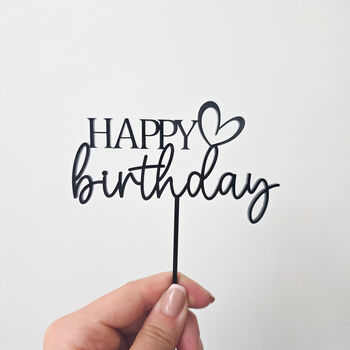 Happy Birthday Cake Topper With Heart, 3 of 3