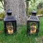 Set Of Two Black With Gold Brush Candle Lantern, thumbnail 3 of 6