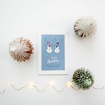 'To My Aunties' Christmas Greetings Card Snowmen Design, 7 of 10