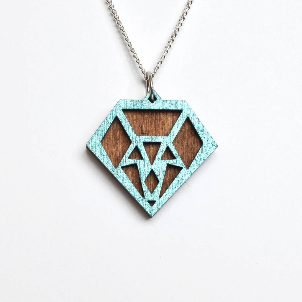 Contemporary Geometric Diamond Pendant Necklace D8 By Lady K Designs ...
