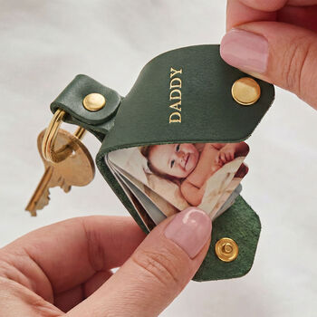 Personalised Multi Photo Leather Case Keyring, 10 of 12