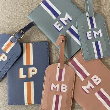 Personalised Faux Leather Stripe Travel Set, 7 of 10
