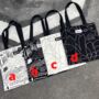 Black Minimalist Monochrome Pattern Small Tote Lunch Bag, thumbnail 1 of 7