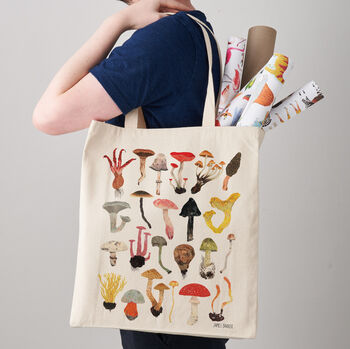 Mushrooms Fair Trade Canvas Tote Bag, 3 of 3