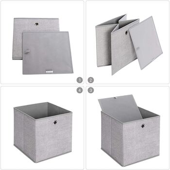 Set Of Six Light Grey Foldable Storage Boxes, 6 of 7