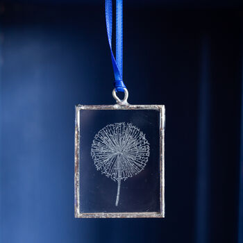 Dandelion Hand Engraved Glass Hanging Decoration, 2 of 6