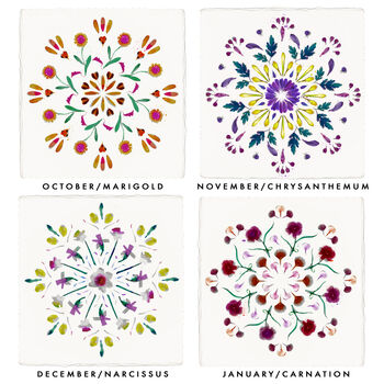 Birth Flower Mandala Personalised Print, 11 of 12