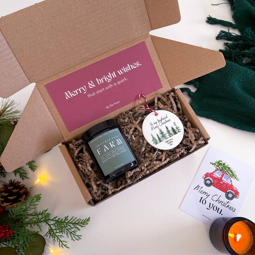 Personalised Boyfriend Christmas Candle Gift Set By By The Pines