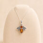 Personalised Sterling Silver Baltic Amber Bee Pendant Necklace, thumbnail 3 of 12