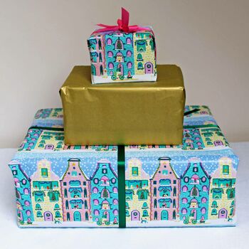Festive Amsterdam Houses Gift Wrap, 4 of 4