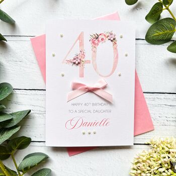 Personalised 40th Birthday Card In Pink, 3 of 12