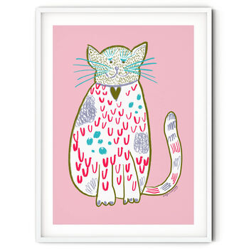 Smiling Cat Print Pink, 3 of 5