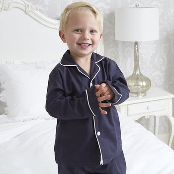 Boy's Personalised Navy Cotton Pyjamas, 6 of 7