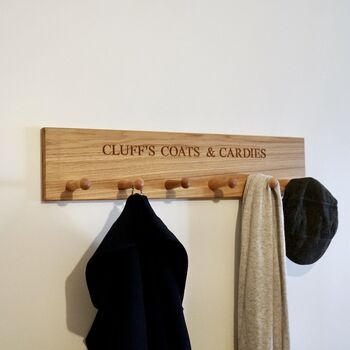 Personalised Wooden Coat Hook Rack, 2 of 4