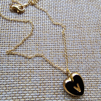 Vintage West German Initial Heart Necklace With Personalised Gift Pouch, 8 of 12
