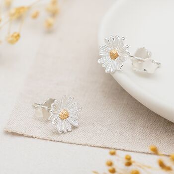 Sterling Silver And Gold Plated Daisy Stud Earrings – 7mm, 8 of 8
